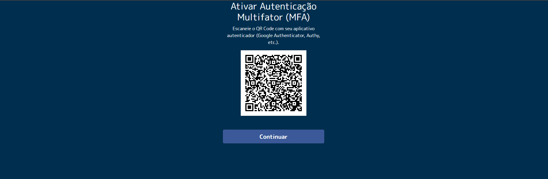 QR Code para configuração MFA